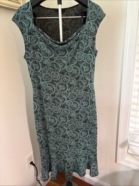 Y2K Style Parallel Dress Size XL Green Black Cowl Neck Sheath Womens Sleeveless